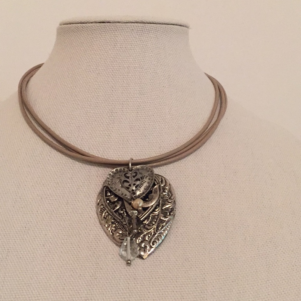 Treska Leather & Metal Western LookHeart Necklace ❤️